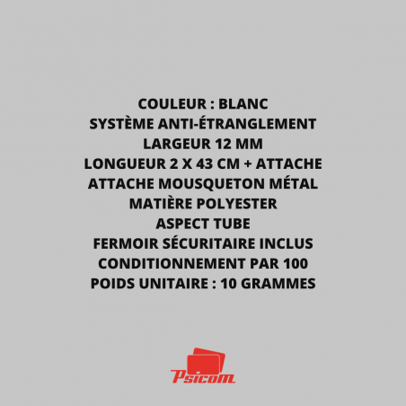 Cordon tour de cou mousqueton