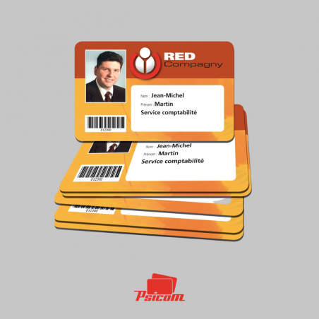 Carte plastique quadri, photo et code barres - PSICOM Carte plastique quadri, photo et code barres - PSICOM