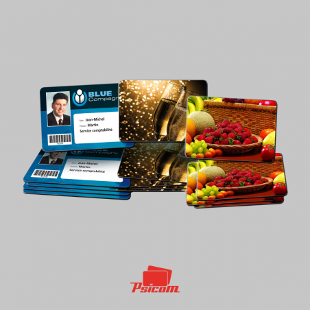 Carte plastique quadri, photo et code barres - PSICOM Carte plastique quadri, photo et code barres - PSICOM