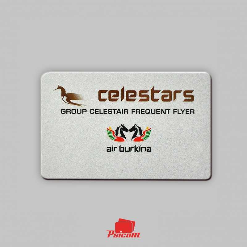 carte plastique brillante avec dorure argent recto - PSICOM