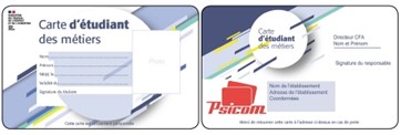 Carte étudiant des métiers recto et verso